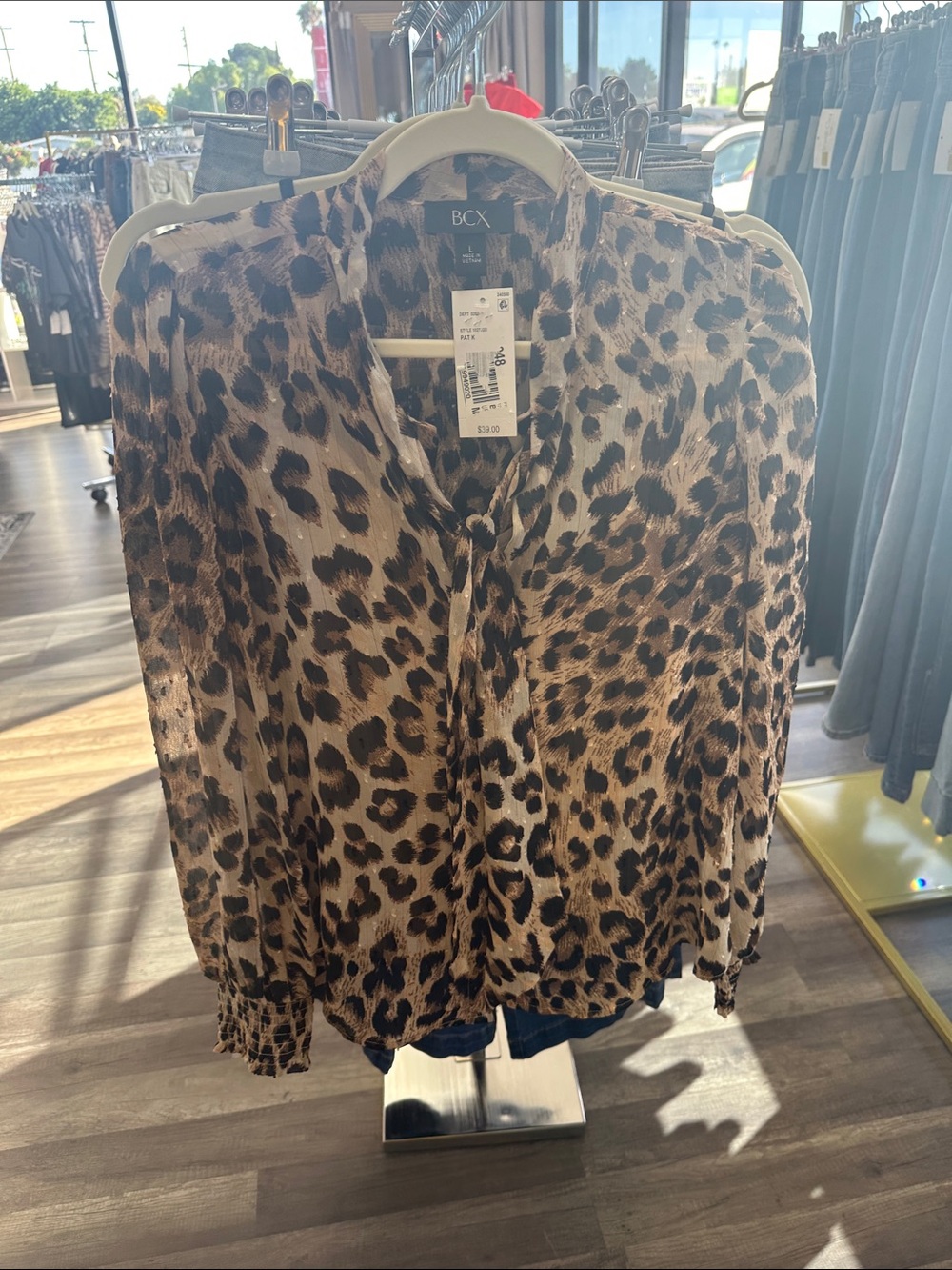 BCX Leopard-Print Blouse Jacket in Brown and Black